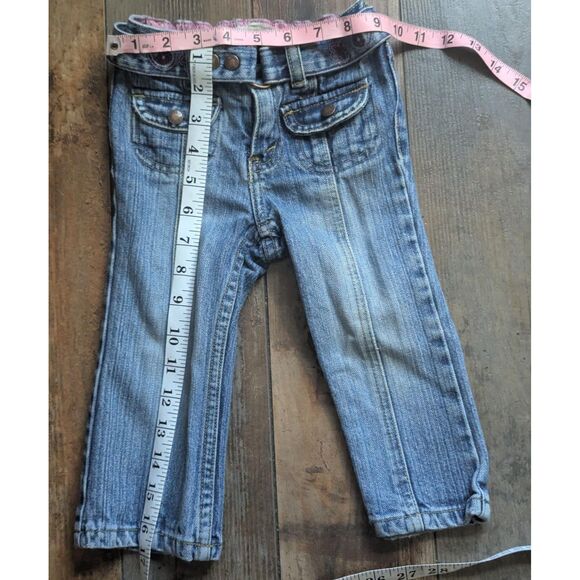 Vintage Levi's Girls Denim Jeans 24 Mos Bootcut Pockets Pink Paisley Y2K - Picture 3 of 4